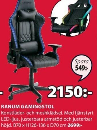 JYSK Ranum Gamingstol erbjuda