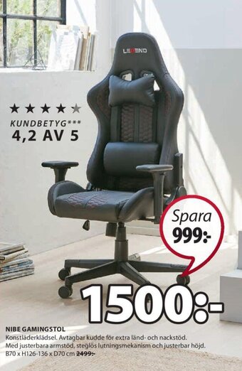 JYSK Nibe Gamingstol erbjuda