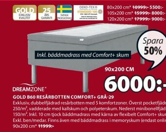 JYSK Gold B60 Resårbotten Comfort + Grå-29 erbjuda