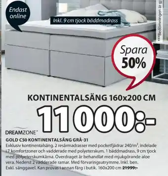 JYSK Gold C50 Kontinentalsäng Grå-31 erbjuda