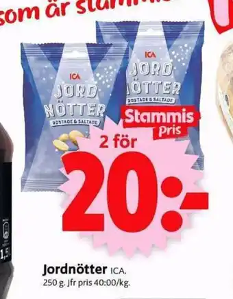 ICA Supermarket Jordnötter 2x250g erbjuda