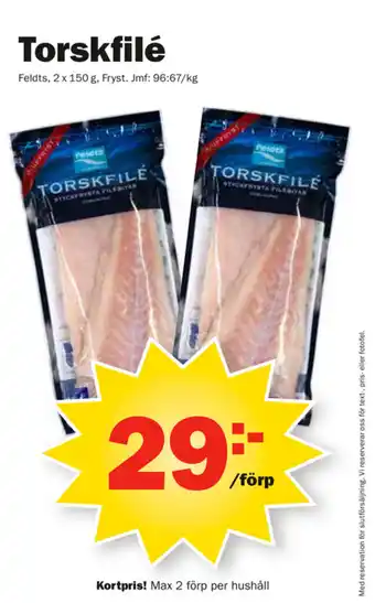 Pekås Torskfile 2x150g erbjuda