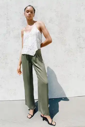 Satin full length trousers with dart details