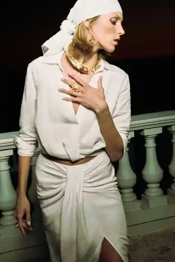 ZARA Pleated linen blend blouse erbjuda