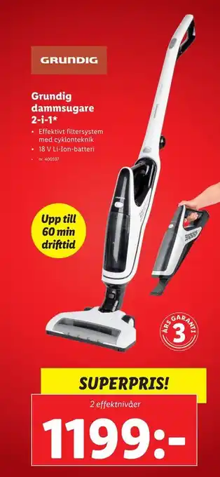 Lidl Grundig dammsugare 2-i-1 erbjuda