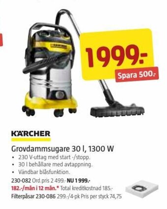 Jula Grovdammsugare 30 l, 1300 w erbjuda