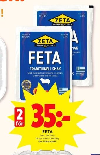 ICA Kvantum Zeta fetaost erbjuda