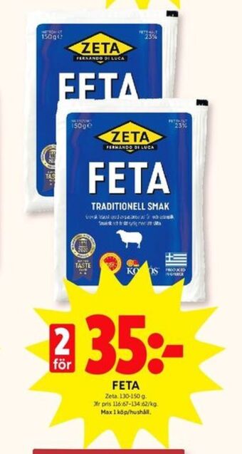 ICA Kvantum Zeta fetaost erbjuda