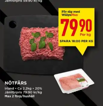 Willys Dalsjöfors nötfärs erbjuda
