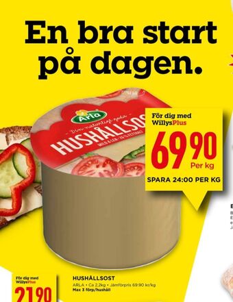 Willys Arla hushållsost erbjuda
