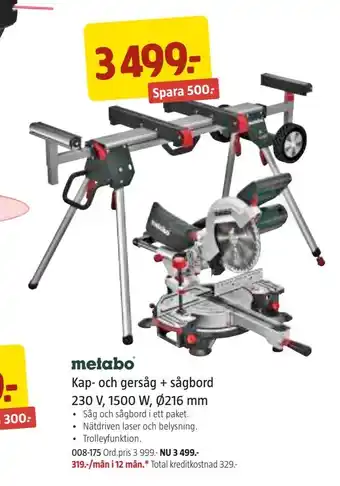 Jula Kap- och gersåg + sågbord 230 V, 1500 W, Ø216 mm erbjuda