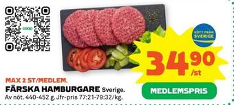 Stora Coop Färska hamburgare erbjuda