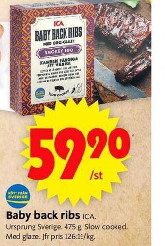 ICA Supermarket Baby back ribs erbjuda