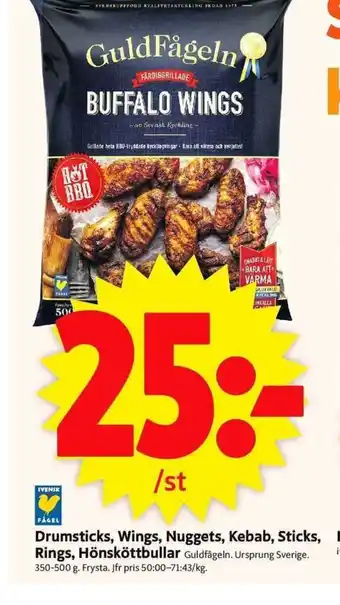 ICA Supermarket Drumsticks, wings, Nuggets, Kebab, Sticks erbjuda