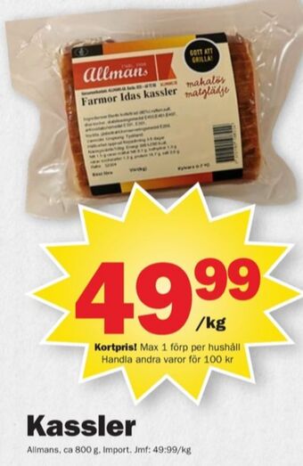 Pekås Allmans kassler erbjuda