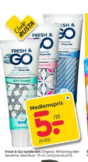 Rusta Fresh & go tandkräm erbjuda