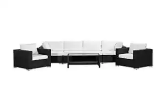Furniturebox Bahamas loungesoffa 4-sits + bord hylla + 2 fåtöljer svart erbjuda