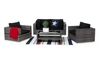 Furniturebox Bahamas loungesoffa 2-sits + bord hylla + 2 fåtöljer grå erbjuda