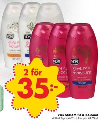 ÖoB Vo5 schampo & balsam erbjuda
