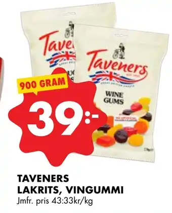 Taveners lakrits, vingummi