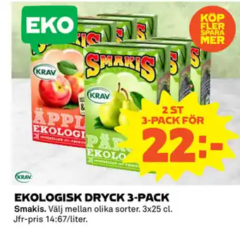 Coop Ekologisk Dryck 3-pack erbjuda