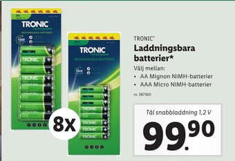 Lidl Tronic Laddningsbara Batterier erbjuda