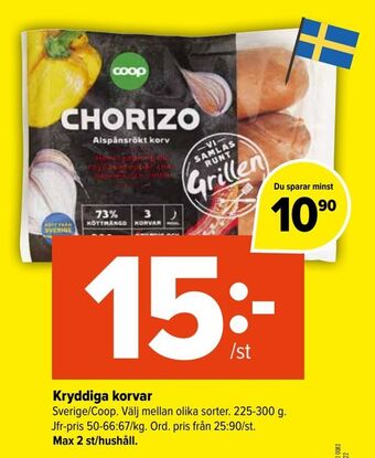 Coop Extra Kryddiga korvar erbjuda