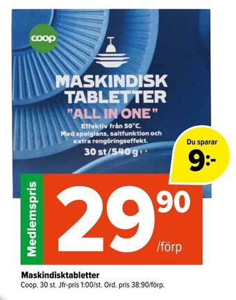 Coop Extra Maskindisktabletter erbjuda