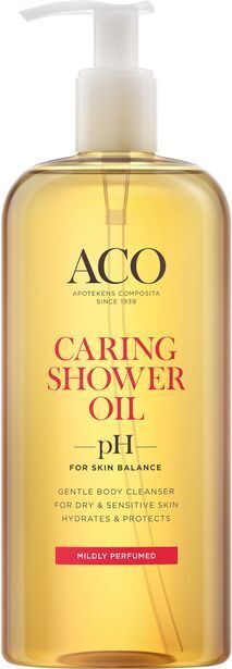 Apotek Hjärtat Aco caring shower oil parfymerad 400 ml erbjuda