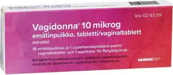 Apotek Hjärtat Vagidonna vaginaltablett 10 mikrog 18 st erbjuda