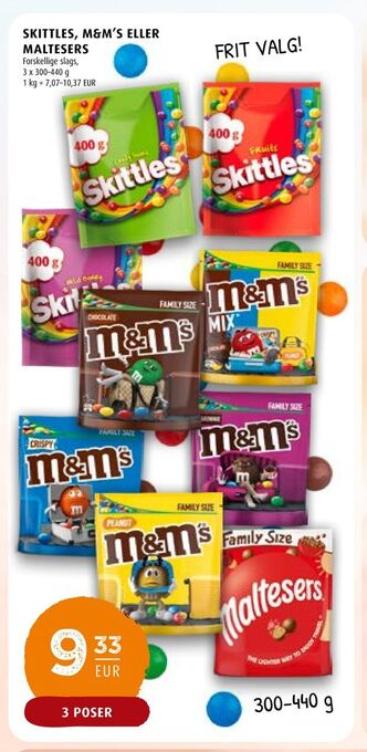 Scandinavian Park Skittles, m&m's eller maltesers erbjuda