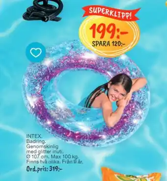 INTEX. Badring Genomskinlig med glitter inuti