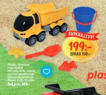 Plasto. Sandset Med Lastbil (40 cm), hink, spade