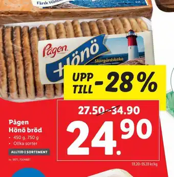 Lidl Pågen Hönö bröd erbjuda