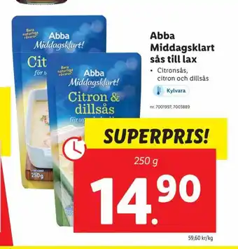 Lidl Abba Middagsklart sås till lax erbjuda