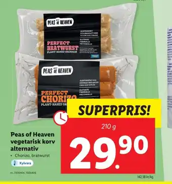 Lidl Peas of Heaven Vegetarisk Korv alternativ erbjuda