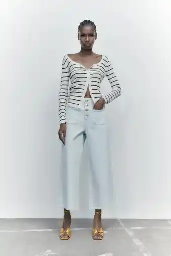 ZARA Z1975 cropped wide-leg jeans with buttons erbjuda