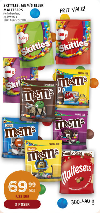 Scandinavian Park Skittles, m&m's eller maltesers erbjuda