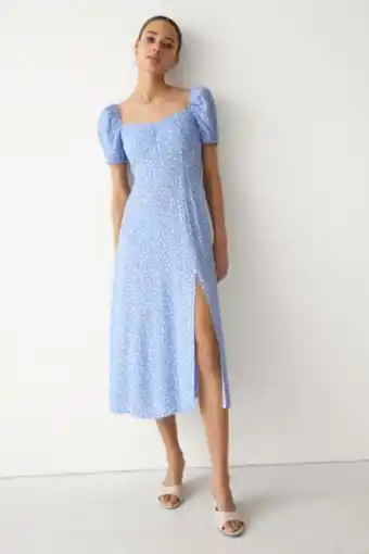 Flowy puff sleeve midi dress