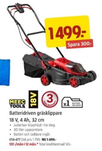 Jula Meec tools gräsklippare erbjuda