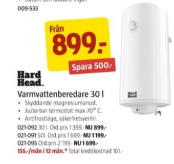 Jula Hard head varmvattenberedare erbjuda