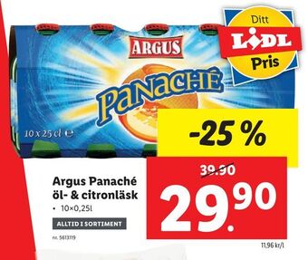 Lidl Argus panaché öl- & citronläsk erbjuda