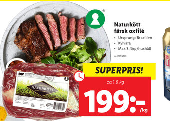 Lidl Naturkött färsk oxfilé erbjuda