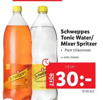 Lidl Schweppes tonic water/ mixer spritzer erbjuda