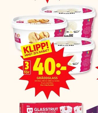 ICA Kvantum Sia gräddglass erbjuda
