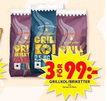ICA Maxi Ica grillkol/briketter erbjuda