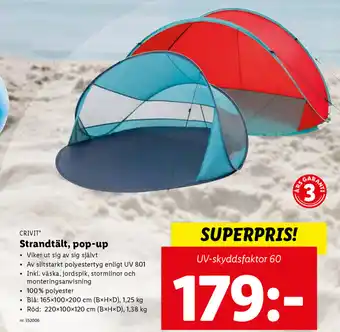 Lidl Strandtält, pop-up erbjuda