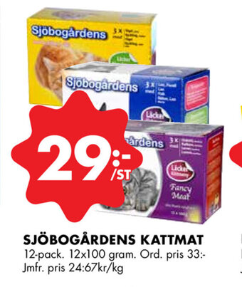 ÖoB Sjöbogårdens kattmat erbjuda