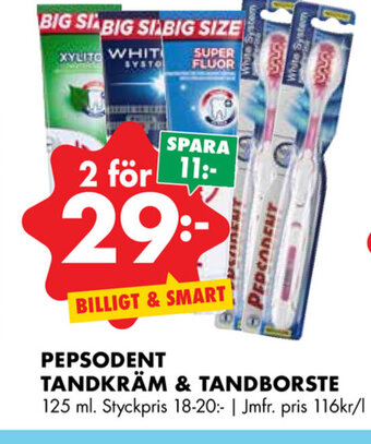 ÖoB Pepsodent tandkräm & tandborste erbjuda