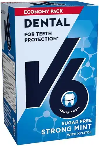 Apotek Hjärtat V6 dental care strong mint tuggummi 72g erbjuda